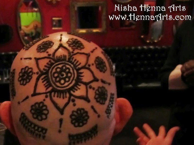 Henna on head after shave